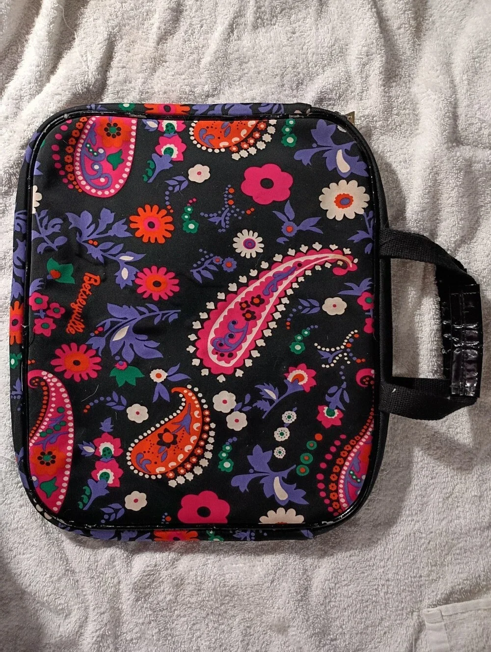 Betsey Johnson Black Paisley Floral Laptop Bag